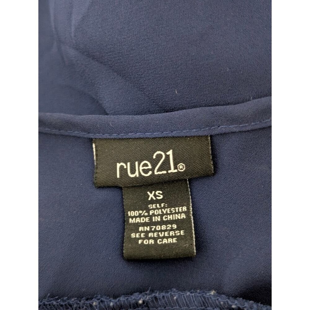 Rue21 Navy Blue Crossover Drape 3/4 Sleeve Loose Fit Blouse- Size XSmall - Picture 4 of 4